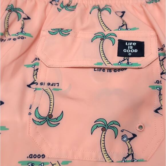 Life is Good Jake Golf Swim Trunks Mens Size L Peachy Pink Multi UPF 50+ NEW NWT - Picture 5 of 13